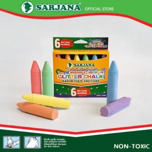 Kapur Tulis Trotoar Glitter 6 Batang Warna