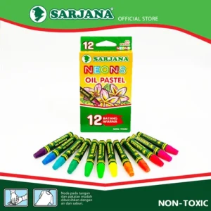 Sarjana Oil Pastel 12 Batang Warna Neon